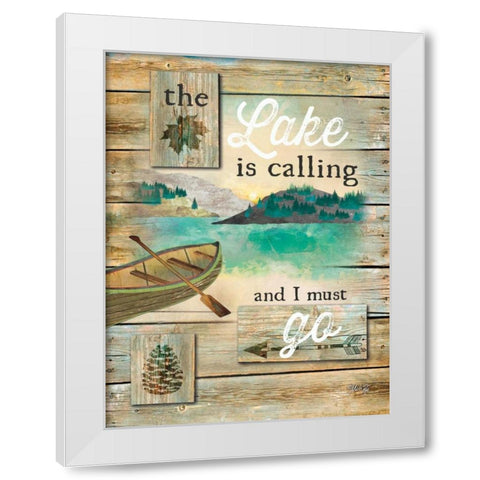 The Lake is Calling White Modern Wood Framed Art Print by Rae, Marla