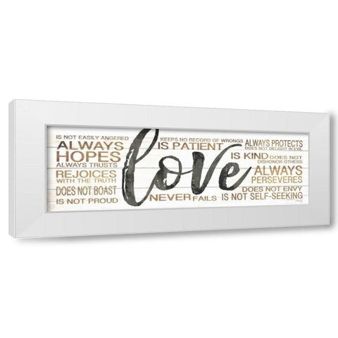 Love White Modern Wood Framed Art Print by Rae, Marla