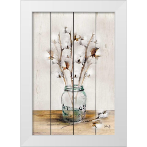 Cotton Stems White Modern Wood Framed Art Print by Rae, Marla