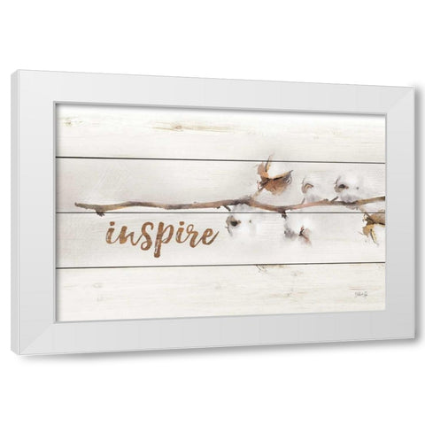 Cotton Stems - Inspire White Modern Wood Framed Art Print by Rae, Marla