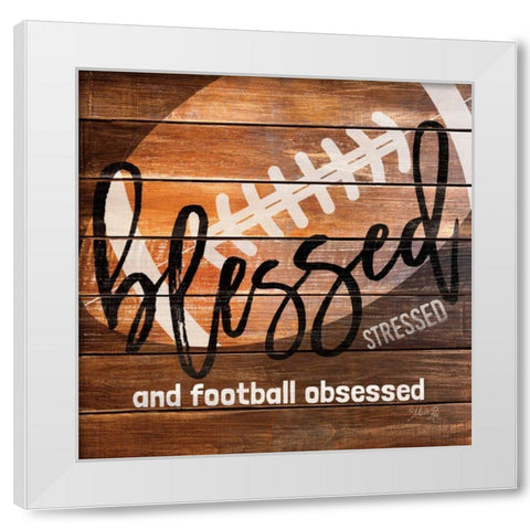 Football Obsessed White Modern Wood Framed Art Print by Rae, Marla