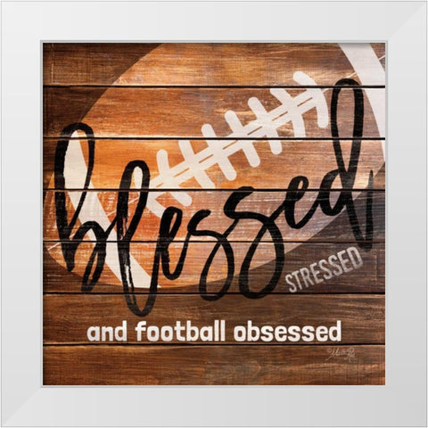 Football Obsessed White Modern Wood Framed Art Print by Rae, Marla
