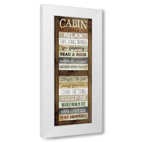 Cabin Rules White Modern Wood Framed Art Print by Rae, Marla