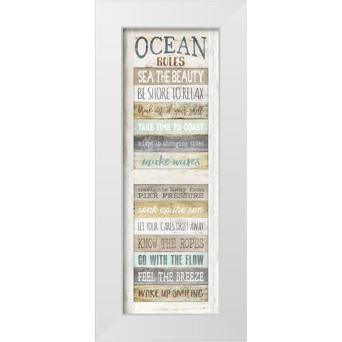 Ocean Rules White Modern Wood Framed Art Print by Rae, Marla