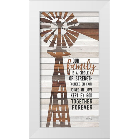 Family Circle Windmill White Modern Wood Framed Art Print by Rae, Marla