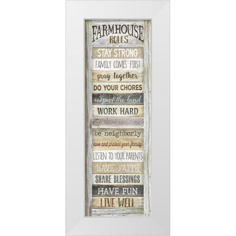 Farmhouse Rules White Modern Wood Framed Art Print by Rae, Marla