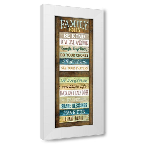 Family Rules White Modern Wood Framed Art Print by Rae, Marla