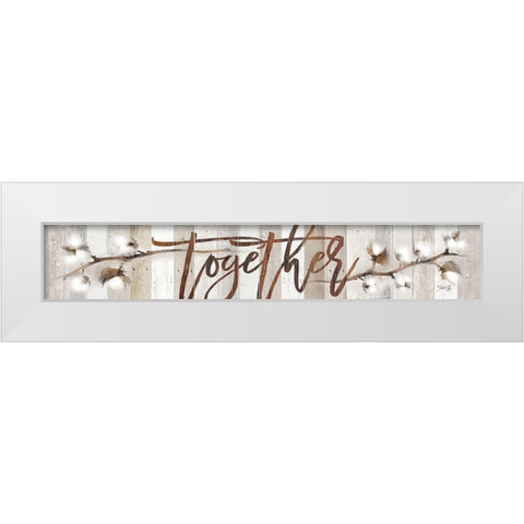 Cotton Stems - Together White Modern Wood Framed Art Print by Rae, Marla