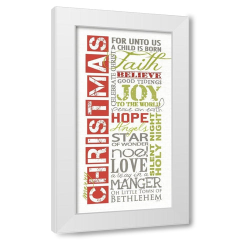 Merry Christmas   White Modern Wood Framed Art Print by Rae, Marla