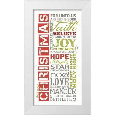 Merry Christmas   White Modern Wood Framed Art Print by Rae, Marla