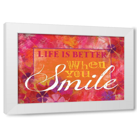 Smile White Modern Wood Framed Art Print by Rae, Marla