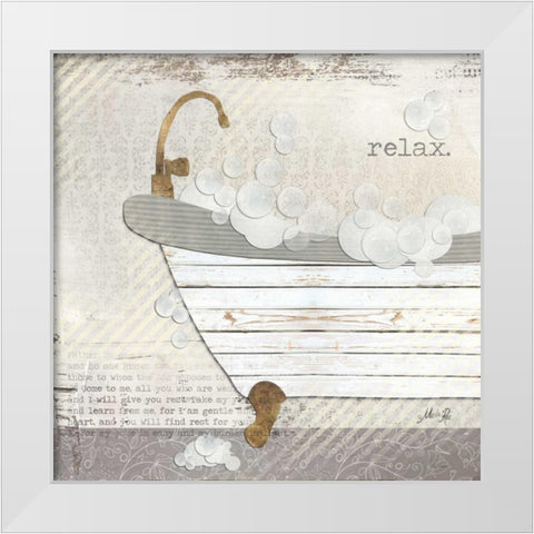 Relax White Modern Wood Framed Art Print by Rae, Marla