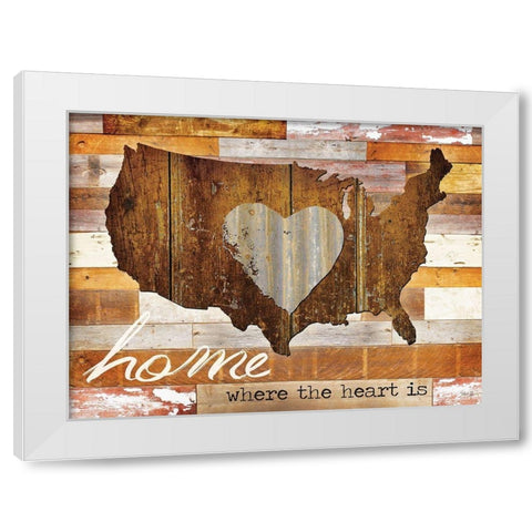 Home - Where the Heart Is White Modern Wood Framed Art Print by Rae, Marla