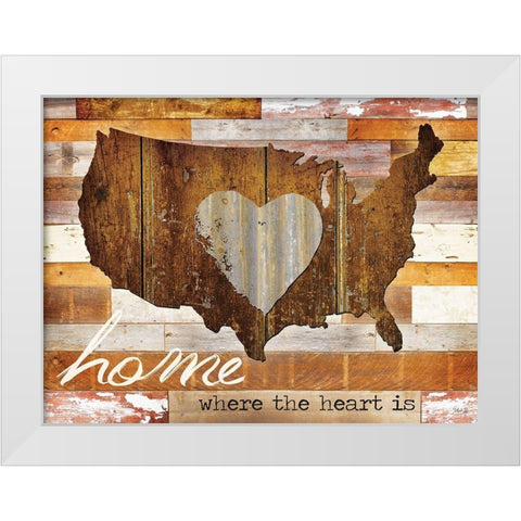 Home - Where the Heart Is White Modern Wood Framed Art Print by Rae, Marla