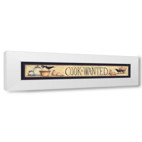 Cook Wanted White Modern Wood Framed Art Print by June, Mary Ann