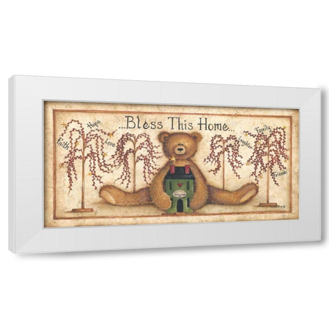 Bless This Home White Modern Wood Framed Art Print by June, Mary Ann