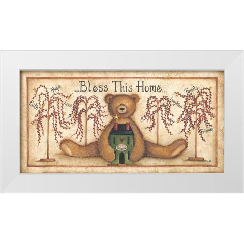 Bless This Home White Modern Wood Framed Art Print by June, Mary Ann