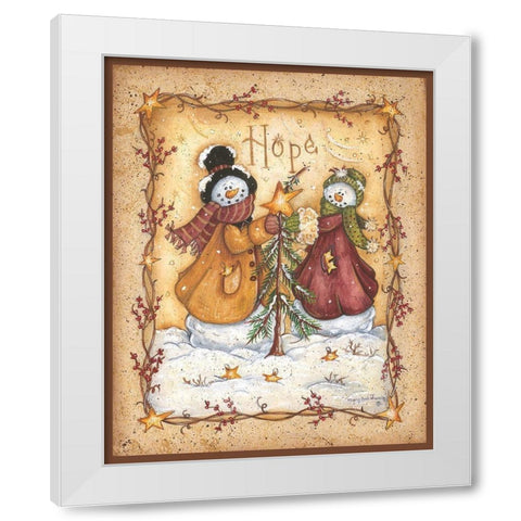 Snow Folk Hope White Modern Wood Framed Art Print by June, Mary Ann