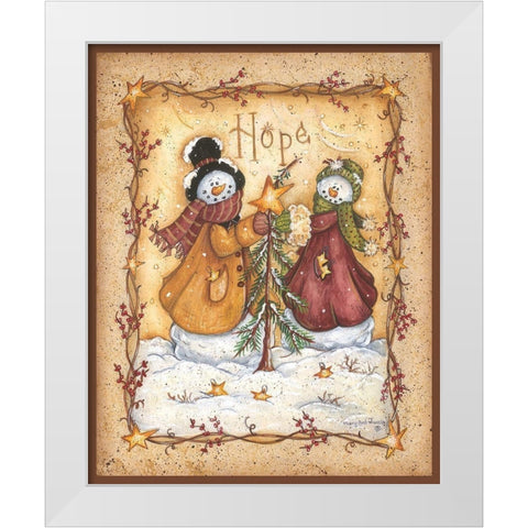 Snow Folk Hope White Modern Wood Framed Art Print by June, Mary Ann
