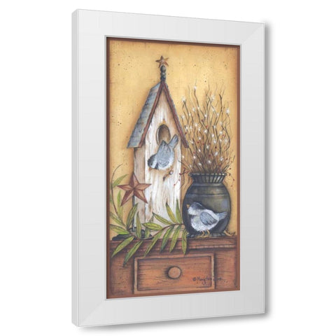 Nest for Two White Modern Wood Framed Art Print by June, Mary Ann