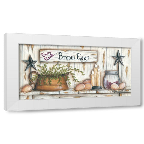 Brown Eggs White Modern Wood Framed Art Print by June, Mary Ann