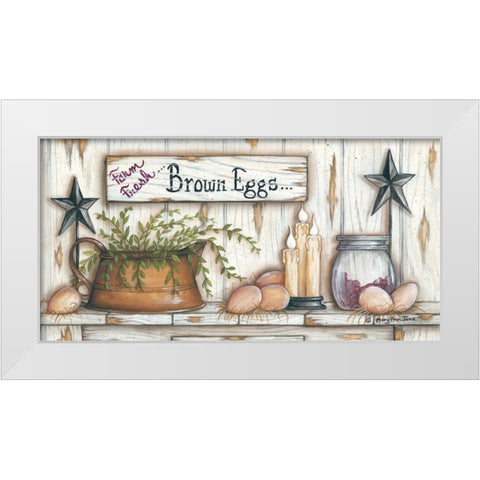 Brown Eggs White Modern Wood Framed Art Print by June, Mary Ann