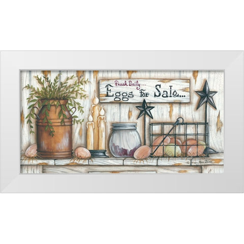 Eggs for Sale White Modern Wood Framed Art Print by June, Mary Ann