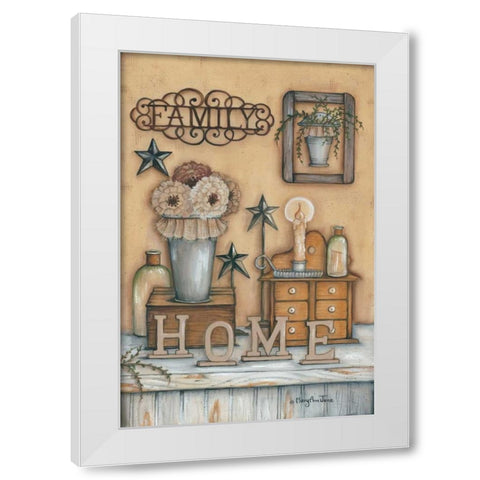 Family White Modern Wood Framed Art Print by June, Mary Ann