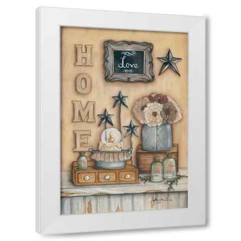 Home White Modern Wood Framed Art Print by June, Mary Ann