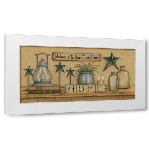 Welcome to Our Farm House White Modern Wood Framed Art Print by June, Mary Ann