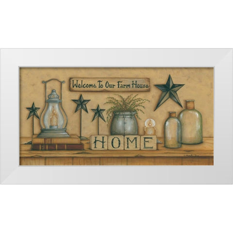 Welcome to Our Farm House White Modern Wood Framed Art Print by June, Mary Ann