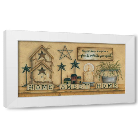 Home Sweet Home White Modern Wood Framed Art Print by June, Mary Ann