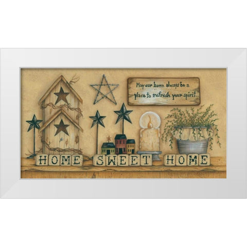 Home Sweet Home White Modern Wood Framed Art Print by June, Mary Ann