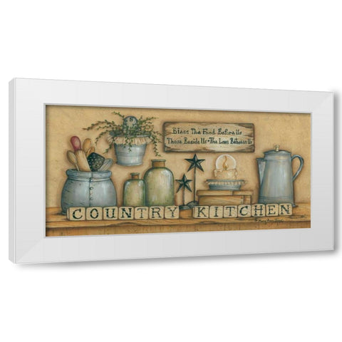 County Kitchen White Modern Wood Framed Art Print by June, Mary Ann