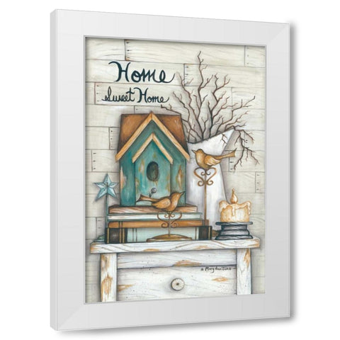 Home Sweet Home White Modern Wood Framed Art Print by June, Mary Ann
