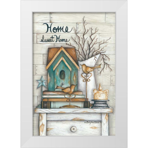 Home Sweet Home White Modern Wood Framed Art Print by June, Mary Ann