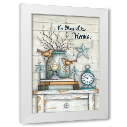 No Place Like Home White Modern Wood Framed Art Print by June, Mary Ann