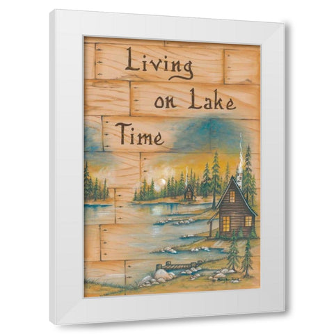 Living on Lake Time White Modern Wood Framed Art Print by June, Mary Ann