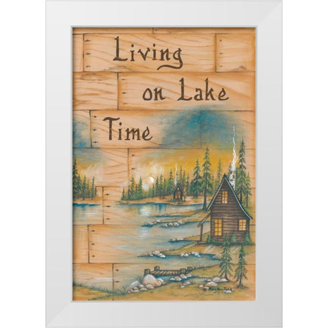 Living on Lake Time White Modern Wood Framed Art Print by June, Mary Ann