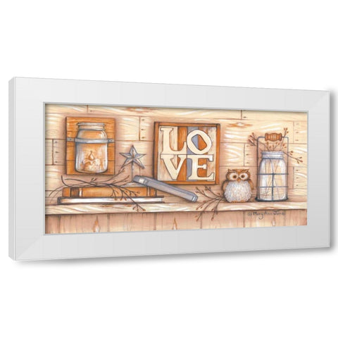 Love White Modern Wood Framed Art Print by June, Mary Ann