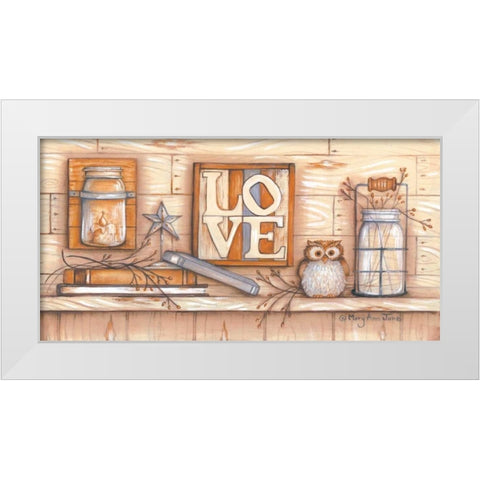 Love White Modern Wood Framed Art Print by June, Mary Ann