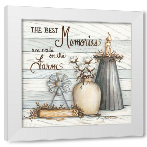 Memories are the Farm White Modern Wood Framed Art Print by June, Mary Ann