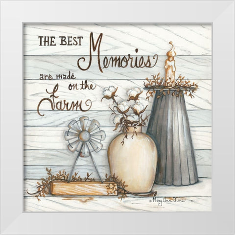 Memories are the Farm White Modern Wood Framed Art Print by June, Mary Ann