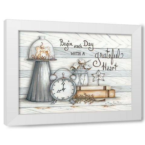 Grateful Heart White Modern Wood Framed Art Print by June, Mary Ann