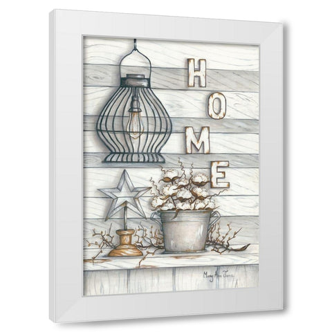 Home White Modern Wood Framed Art Print by June, Mary Ann