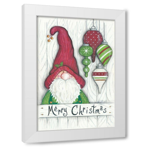 Christmas Gnome White Modern Wood Framed Art Print by June, Mary Ann
