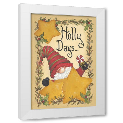 Holly Days White Modern Wood Framed Art Print by June, Mary Ann