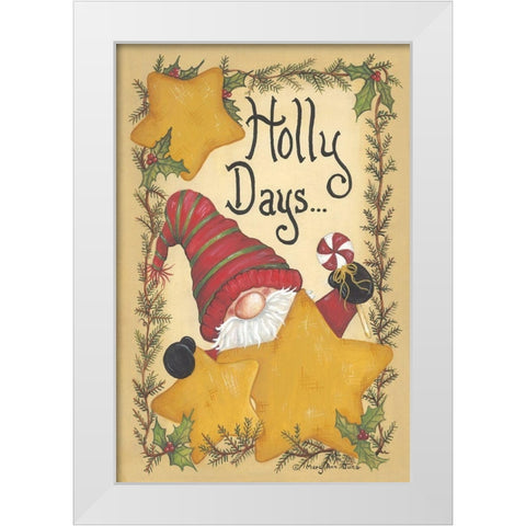 Holly Days White Modern Wood Framed Art Print by June, Mary Ann