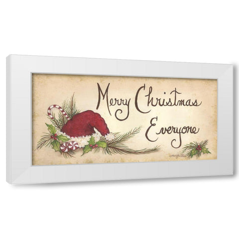 Merry Christmas Everyone White Modern Wood Framed Art Print by June, Mary Ann