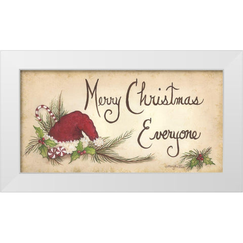 Merry Christmas Everyone White Modern Wood Framed Art Print by June, Mary Ann